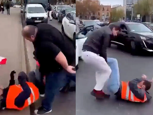Разгневанные французские автомобилисты жестко раскидывают по дорогам климатических "протестующих"